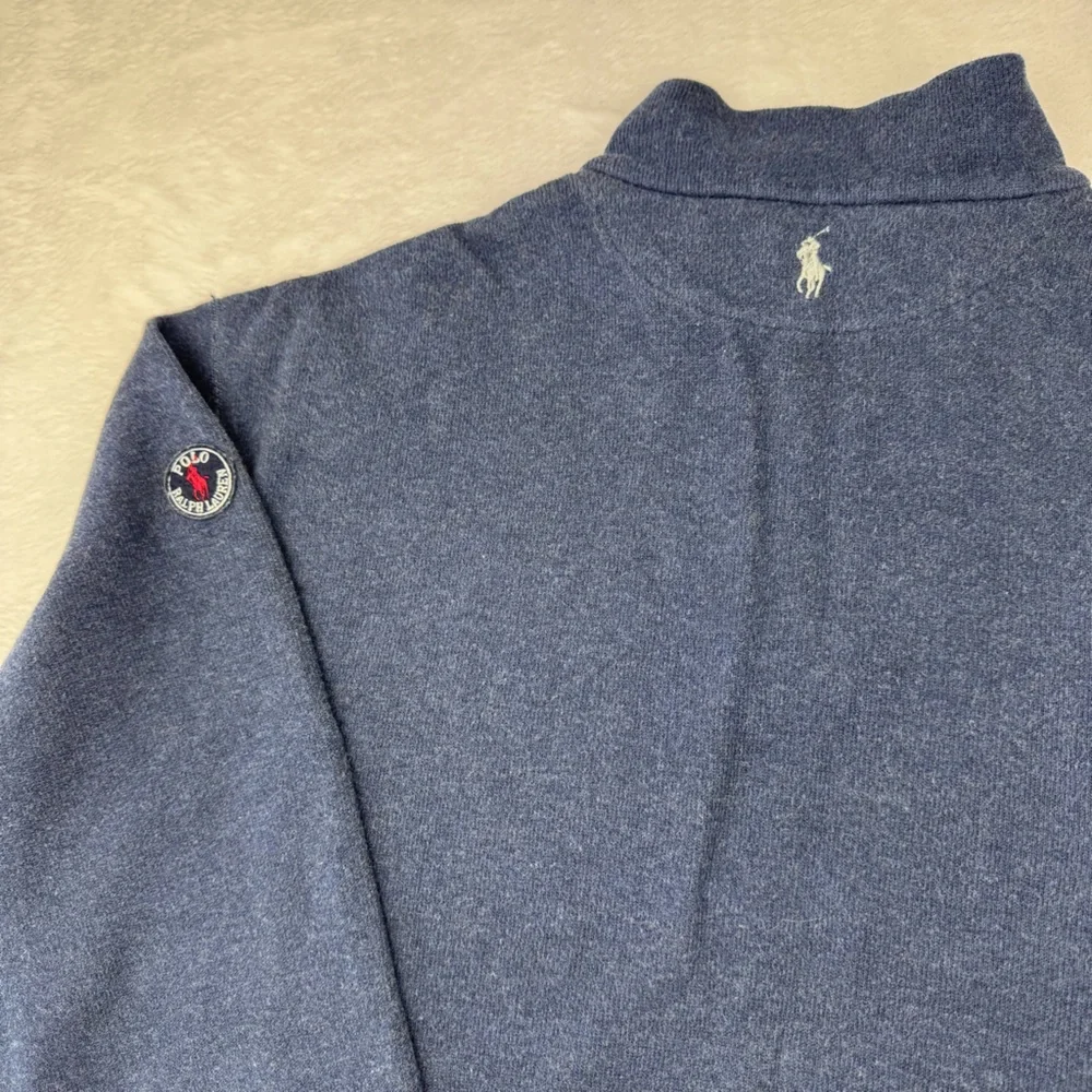 Polo Ralph Lauren reversible quarter zipper sweatshirt in blue and gray. Size XL